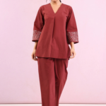 Embroidered Sleeve Cotton Co-ord Set