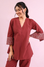 Embroidered Sleeve Cotton Co-ord Set - Image 3