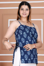 Floral Print Adjustable Strap Cotton Top - Image 3