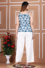 Floral Printed Cotton Top with Adjustable Straps - Image 2