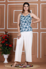 Floral Printed Cotton Top with Adjustable Straps - Image 3