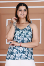 Floral Printed Cotton Top with Adjustable Straps - Image 4