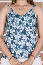 Floral Printed Cotton Top with Adjustable Straps - Image 5