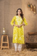 Women Floral Printed Regular Chikankari Pure Cotton Kurta with Trousers - Image 6