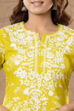 Women Floral Printed Regular Chikankari Pure Cotton Kurta with Trousers - Image 5