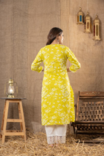 Women Floral Printed Regular Chikankari Pure Cotton Kurta with Trousers - Image 4
